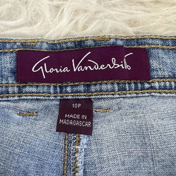 Gloria Vanderbilt Amanda 10 Petite Women's Denim Jeans Blue Taped Light Wash - Picture 4 of 12